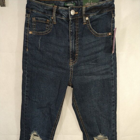 Wild Fable Highest Rise Skinny Ripped Jeans Women Size 2  26 Dark Wash Distress - Picture 3 of 10